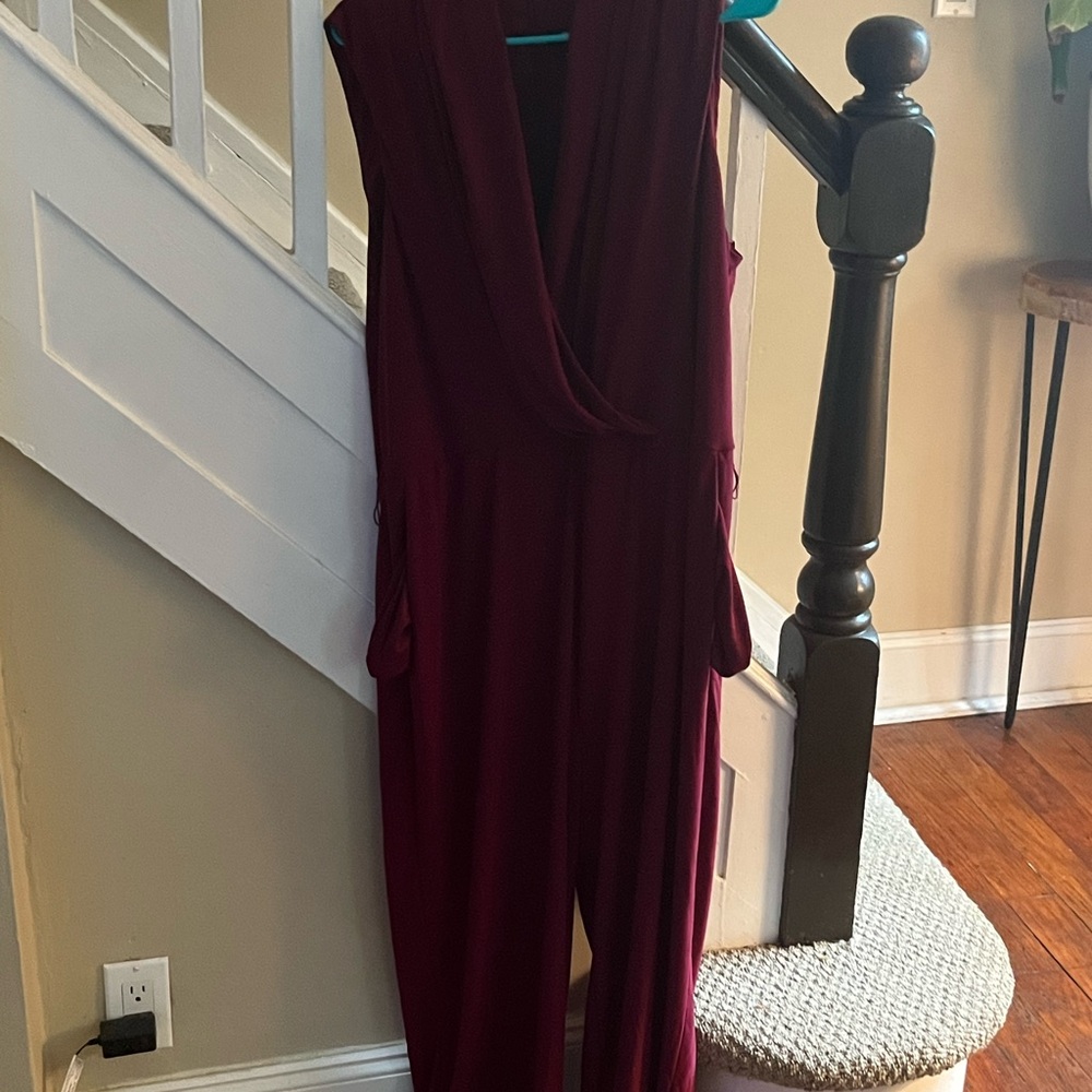 Size XL Vera Wang maroon jumpsuit worn once .